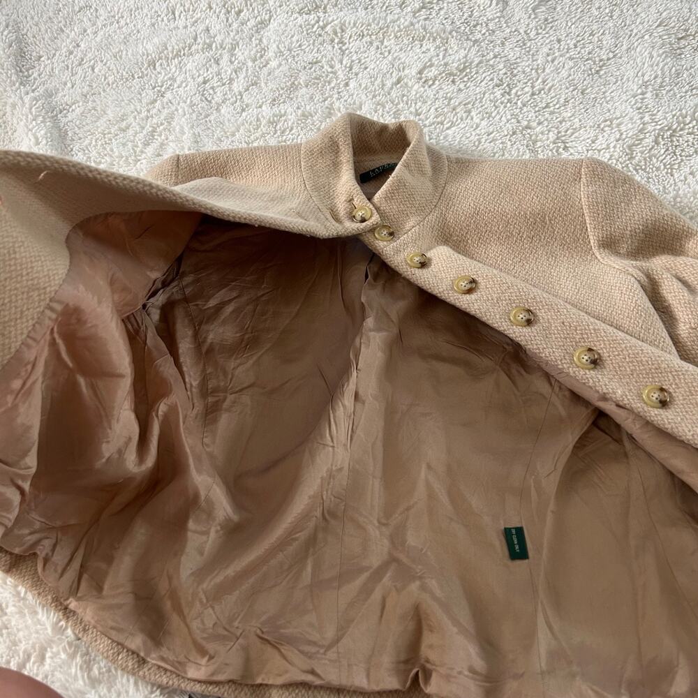 VTG LRL Wool Blend Jacket Herringbone Cream 14 Preppy Career Business Old Money - Picture 6 of 6